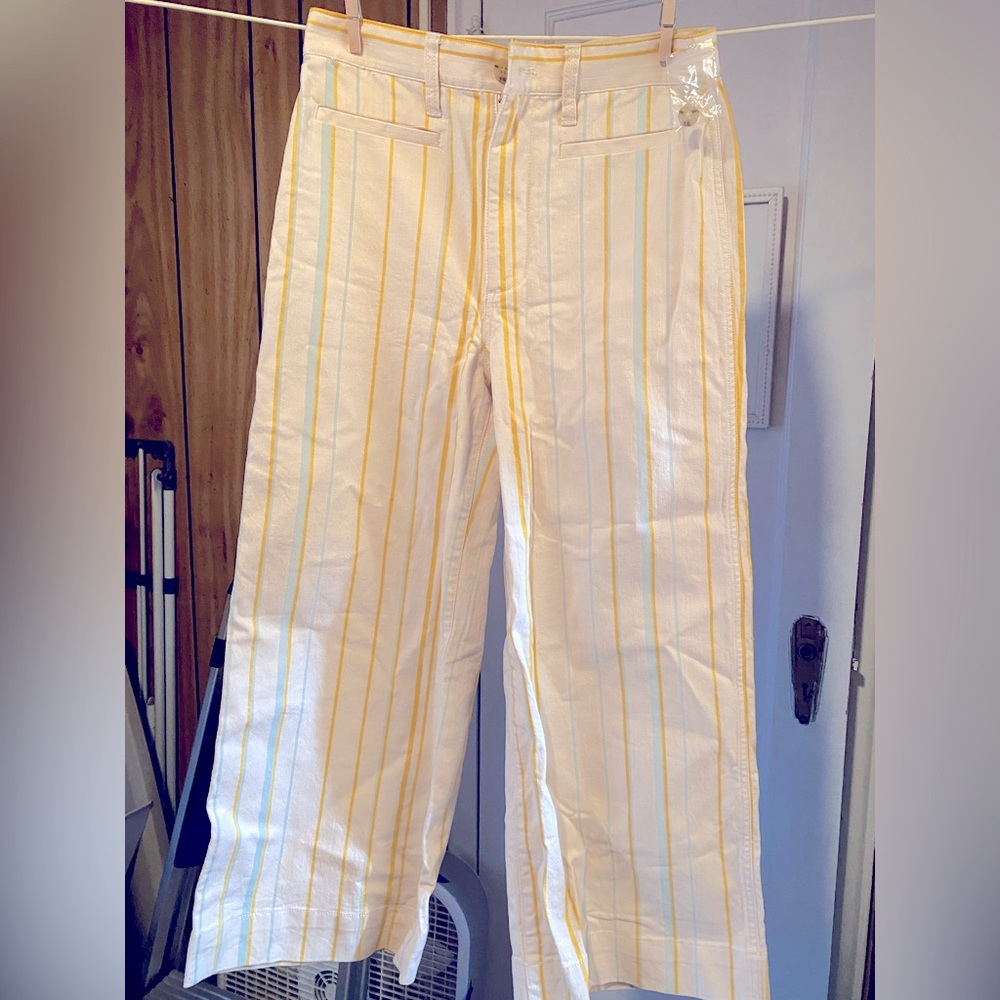 Madewell Emmett Wide-Leg Crop Pants in Stripe